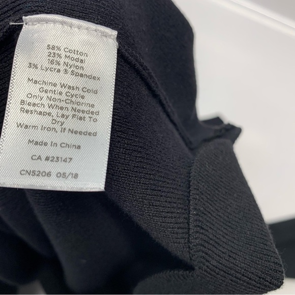 Talbots Rib Knit Top 2X Black Scallop Hem Cotton Modal Stretch Boat Neck - Picture 9 of 11